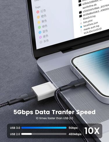 محول USB ذكر إلى USB C 10 حزم، نقل شحن سريع للغاية من USB إلى USB C ووظيفة OTG، محول USB-A إلى USB-C متوافق مع iPhone15 Plus Pro Max/iPad Pro Air 4 Mini 6 أجهزة USB تقريبًا in Kuwait