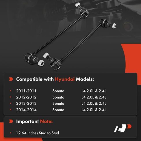 A-Premium 2 × [12.64 بوصة] روابط شريط التثبيت الأمامية، متوافقة مع Hyundai Sonata 2011 2012 2013 2014، L4 2.4L، باستثناء الهجين وبدون تعليق رياضي in Saudi Arabia