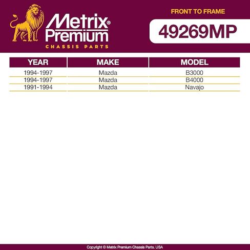 أجزاء الهيكل الفاخرة من Metrix - مجموعة جلبة قضيب التثبيت من الأمام إلى الإطار تناسب 89-97 Ford Ranger، 94-97 Mazda B2300، 94-97 B3000، 94-97 B4000، 91-94 Navajo، استبدال K8690، صنع في أوروبا in Saudi Arabia