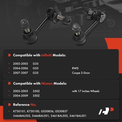 A-Premium 2 x Front Sway Bar Links Stabilizer Bar Links, Compatible with Nissan 350Z 2003-2009 & Infiniti G35 2003-2007 in Saudi Arabia