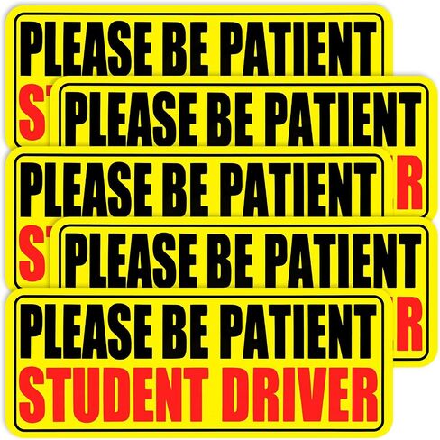 Student Driver Sticker for Car, Non-Magnetic Student Driver Stickers, Removable Vinyl Decal Signs for Cars & Windows, StudentDrivers Cling Works Better Than Magnetic for Bumpers, Windows(5Pcs) in Saudi Arabia