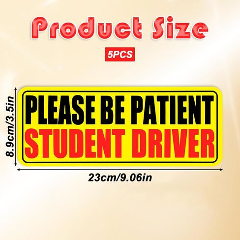Student Driver Sticker for Car, Non-Magnetic Student Driver Stickers, Removable Vinyl Decal Signs for Cars & Windows, StudentDrivers Cling Works Better Than Magnetic for Bumpers, Windows(5Pcs) in Saudi Arabia