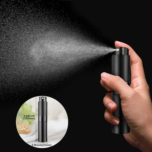 8ML Travel Perfume Atomizer 4 Pack - Refillable Leak Proof Spray Bottles for Fragrance & Essential Oils, Portable Mini Sprayer Set, Christmas Gift (Matte Black) in Saudi Arabia