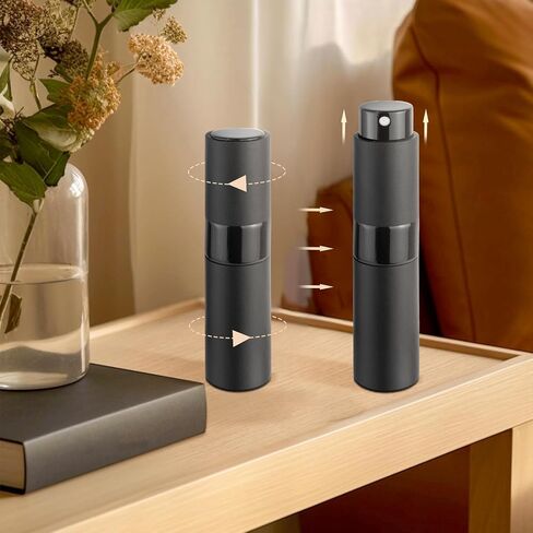 8ML Travel Perfume Atomizer 4 Pack - Refillable Leak Proof Spray Bottles for Fragrance & Essential Oils, Portable Mini Sprayer Set, Christmas Gift (Matte Black) in Saudi Arabia
