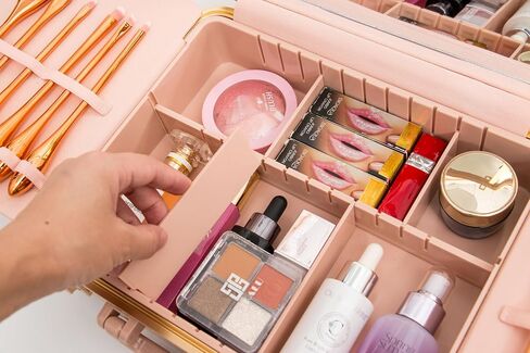 Air Makeup Beauty Box - Makeup Bag with LED Lighted Mirror, Professional Mini/Large Cosmetic Organizer - Portable Vanity & Makeup Case for Travel (Beauty Box, Blush Pink) in Saudi Arabia