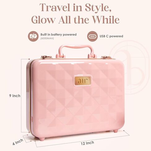Air Makeup Beauty Box - Makeup Bag with LED Lighted Mirror, Professional Mini/Large Cosmetic Organizer - Portable Vanity & Makeup Case for Travel (Beauty Box, Blush Pink) in Saudi Arabia