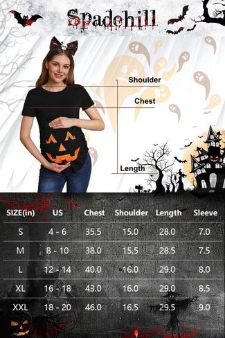 Womens Halloween Graphic Funny Maternity T Shirt قصيرة الحمل قمم الحمل البرتقالية الطفل هو تخمير XL in Kuwait