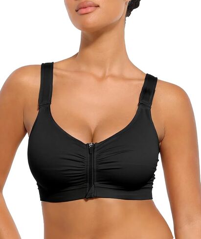 Zip Front Closure Everyday Bra for Women Post Surgery Compression Bras with Adjustable Straps Wirefree in Kuwait
