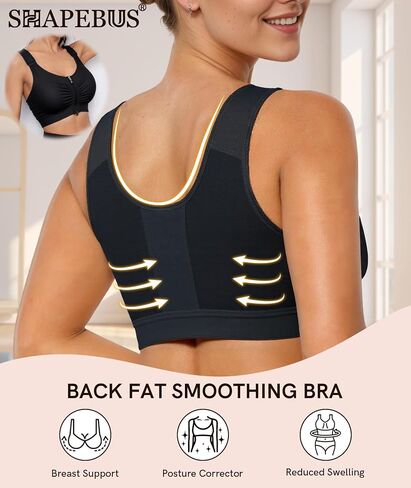 Zip Front Closure Everyday Bra for Women Post Surgery Compression Bras with Adjustable Straps Wirefree in Kuwait