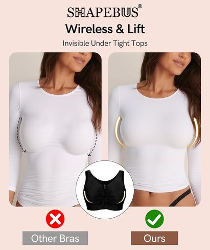Zip Front Closure Everyday Bra for Women Post Surgery Compression Bras with Adjustable Straps Wirefree in Kuwait