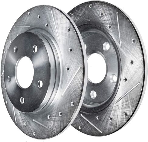 Detroit Axle - Rear Brake Kit for 98-02 Honda Accord, 04-05 Civic Si, 02-06 RSX, 97-01 Integra Drilled & Slotted Brake Rotors and Ceramic Brakes Pads Replacement in Saudi Arabia