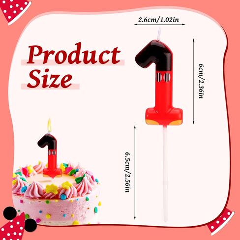 Cartoon Mouse Candle, Number 2, Red & Black, Modern, Birthday, Indoor, Novelty, Long Burning, Unique Design in Saudi Arabia