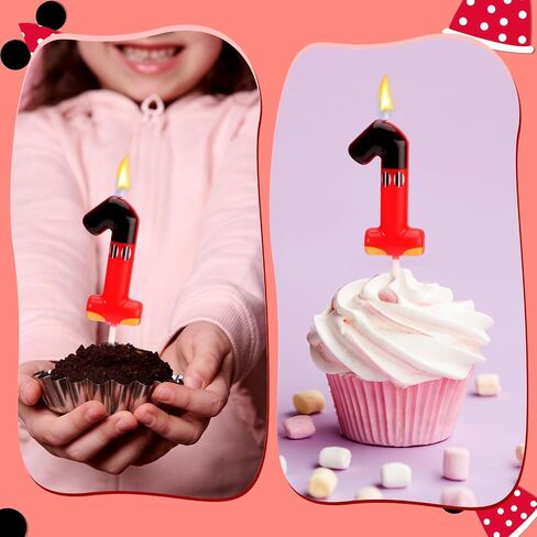 Cartoon Mouse Candle, Number 2, Red & Black, Modern, Birthday, Indoor, Novelty, Long Burning, Unique Design in Saudi Arabia