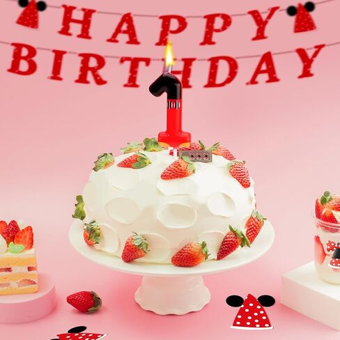 Cartoon Mouse Candle, Number 2, Red & Black, Modern, Birthday, Indoor, Novelty, Long Burning, Unique Design in Saudi Arabia