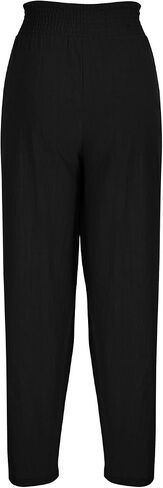 Women’s Linen Harem Pants Casual Loose Fit Boho Pants with Wide Waistband Lounge Trousers for Summer Beach Vacation in Saudi Arabia