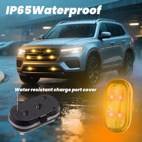 4 قطع أضواء LED لاسلكية للسيارة، ضوء وامض قابل لإعادة الشحن USB من النوع C، أضواء ستروب للتحكم عن بعد لشاحنة بدون طيار ودراجة نارية ودراجة نارية، 8 ألوان ضوء تحذير ستروب للطوارئ in Kuwait