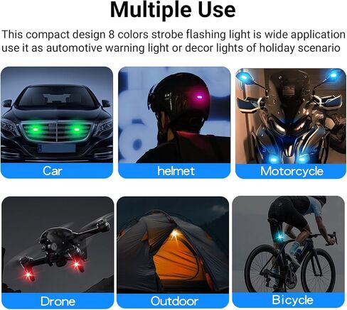 4 قطع أضواء LED لاسلكية للسيارة، ضوء وامض قابل لإعادة الشحن USB من النوع C، أضواء ستروب للتحكم عن بعد لشاحنة بدون طيار ودراجة نارية ودراجة نارية، 8 ألوان ضوء تحذير ستروب للطوارئ in Kuwait