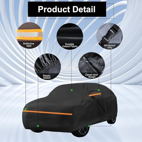 Amooca Car Covers Waterproof Sun-Proof All Weather for Automobiles Snow Cover 420D with Door Zipper Cotton Lining Universal Fit for Compact Pickup Truck Length 16.4-18ft in Kuwait