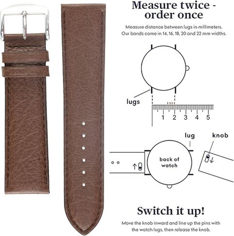 ROCHET WATCH BANDS No. 502 Fine Buffalo Grain Leather - Aerocomfort Leather Watch Bands, Anti-Allergic Band for Men Women Fashion Watches, ZRC-502 in Saudi Arabia