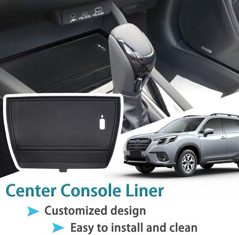 Center Console Liner Fits Subaru Forester Accessories 2025, Cup Holder Mat, Charging Anti-Slip pad, Silicone Protective Interior, Dust-Free Trim, Custom Rubber Decoration Insert (3pcs, Blue) in Kuwait