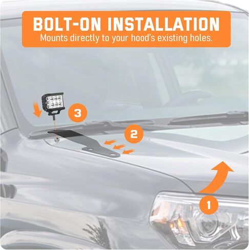 Samman F150 Hood Ditch Light Mount Raptor Engine Hood Hinge LED Pods Mounting Brackets for LED Cube LED Pods Antenna Compatible with Ford F150 2004-2014 & 1st Gen SVT Raptor in Kuwait