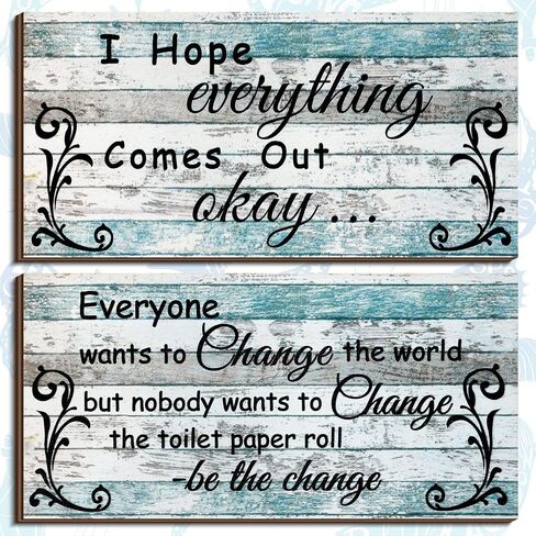 2 Pieces Funny Bathroom Decors Bathroom Rules Sign Plaque Wooden Funny Bathroom Decor Sign Guest Hanging Wall Art Decorative Signs Rustic Wall Art (Retro Color) in Saudi Arabia