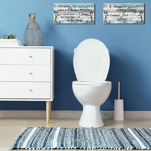 2 Pieces Funny Bathroom Decors Bathroom Rules Sign Plaque Wooden Funny Bathroom Decor Sign Guest Hanging Wall Art Decorative Signs Rustic Wall Art (Retro Color) in Saudi Arabia