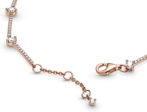 سوار PANDORA Sparkling Pavé Bars - سوار مطلي بالذهب الوردي عيار 14 قيراط للنساء - يتميز بزهرة PANDORA وزركونيا مكعبة - هدية لها، مع صندوق هدايا in Kuwait