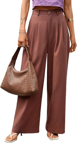 Women's Baggy Linen Pant Wide Leg Work Casual Palazzo Pant with Pockets in Kuwait