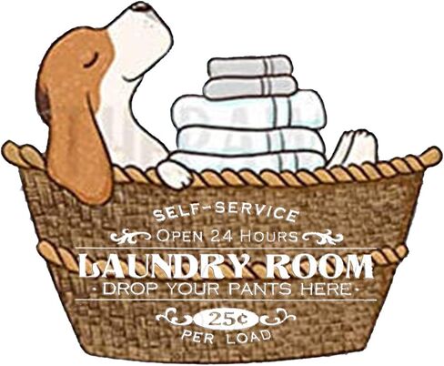 Dog Laundry Basket Personalized Laundry Room Woodcut Sign Vintage Style - Wash Dry Fold Repeat Rustic Wooden Look Laundry Room Decor Hanging Wall Sign 8x12 Inch, Brown in Saudi Arabia
