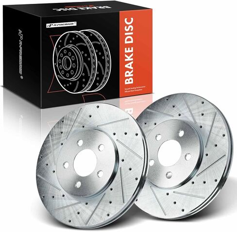 A-Premium 11.11 inch (282.2mm) Front Drilled and Slotted Disc Brake Rotors Compatible with Select Dodge, Chrysler and Plymouth Models - Sebring 2001-2006, Cirrus 1995-2000, Stratus, Breeze, 2-PC Set in Saudi Arabia