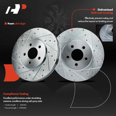 A-Premium 11.11 inch (282.2mm) Front Drilled and Slotted Disc Brake Rotors Compatible with Select Dodge, Chrysler and Plymouth Models - Sebring 2001-2006, Cirrus 1995-2000, Stratus, Breeze, 2-PC Set in Saudi Arabia