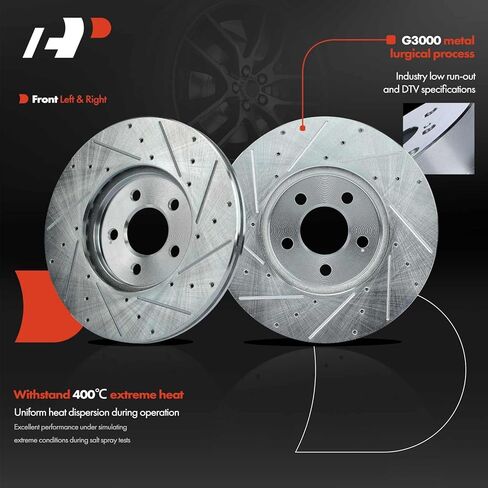 A-Premium 11.11 inch (282.2mm) Front Drilled and Slotted Disc Brake Rotors Compatible with Select Dodge, Chrysler and Plymouth Models - Sebring 2001-2006, Cirrus 1995-2000, Stratus, Breeze, 2-PC Set in Saudi Arabia