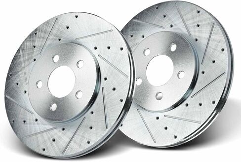 A-Premium 11.11 inch (282.2mm) Front Drilled and Slotted Disc Brake Rotors Compatible with Select Dodge, Chrysler and Plymouth Models - Sebring 2001-2006, Cirrus 1995-2000, Stratus, Breeze, 2-PC Set in Saudi Arabia