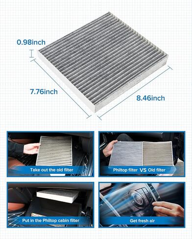 PHILTOP Cabin Air Filter, Replacement for CF8791A, Silverado 1500 (1999-2002), Tahoe (2000-2002), Sierra 1500 (1999-2002), Yukon (2000-2002), Premium ACF049 Cabin Filter with Filter Up Dust Pollen in Saudi Arabia