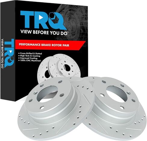 TRQ Rear Performance Brake Rotor Drilled Slotted Pair Set for 1993-1998 318i / 1993-1997 318iS / 1998-1999 323i / 1998-1999 323iS / 1992-1995 325i / 1992-1995 325is / 1996-1998 328i / 1996-1999 328iS in Saudi Arabia