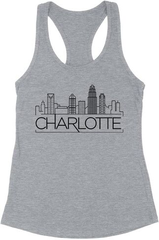 Skyline Charlotte North Carolina Tank Top Fitted Racerback Women's in Saudi Arabia