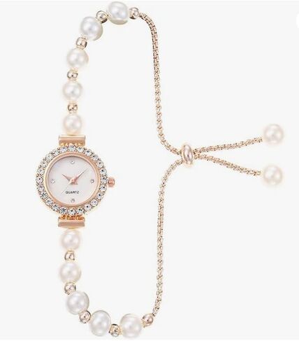 MINILUJIA Elegant Luxury Womens Wrist Watch with Small Gold Dial Bling Green Olive Leaves Rhinestones Watch Band Dress Analog Slim Bracelet Lady Watch Adjustable Strap in Saudi Arabia