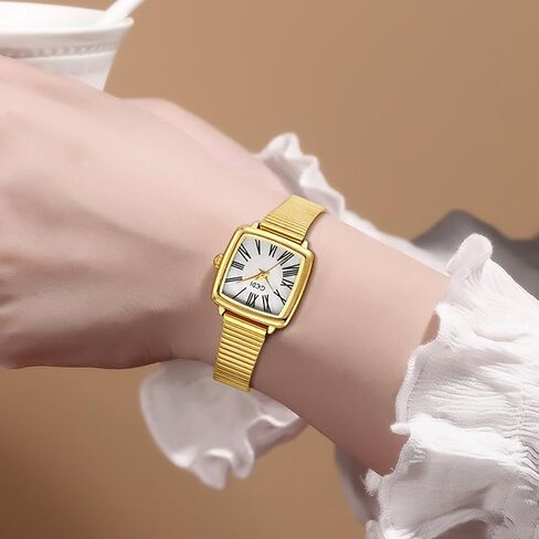 Fashion Square Ladies Watches Mother-of-Pearl Face Elegant Dress Women Quartz Watch Stainless Steel Band Pretty Waterproof Wristwatch Ladies Gift in Saudi Arabia