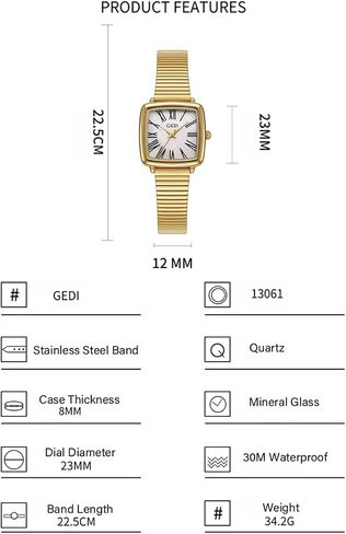 Fashion Square Ladies Watches Mother-of-Pearl Face Elegant Dress Women Quartz Watch Stainless Steel Band Pretty Waterproof Wristwatch Ladies Gift in Saudi Arabia