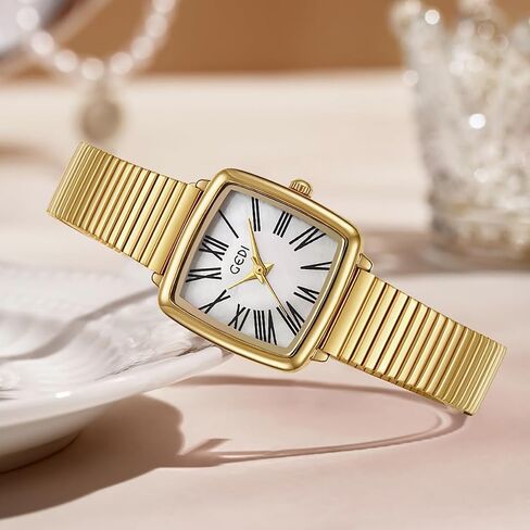Fashion Square Ladies Watches Mother-of-Pearl Face Elegant Dress Women Quartz Watch Stainless Steel Band Pretty Waterproof Wristwatch Ladies Gift in Saudi Arabia