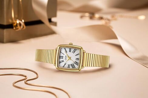 Fashion Square Ladies Watches Mother-of-Pearl Face Elegant Dress Women Quartz Watch Stainless Steel Band Pretty Waterproof Wristwatch Ladies Gift in Saudi Arabia