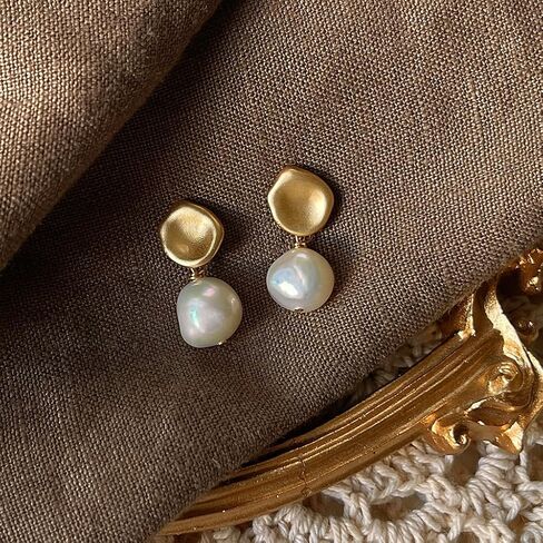 Freshwater Pearl Earrings for Women Baroque,Retro,Trendy Eardrop,Jewelry Gift in Saudi Arabia