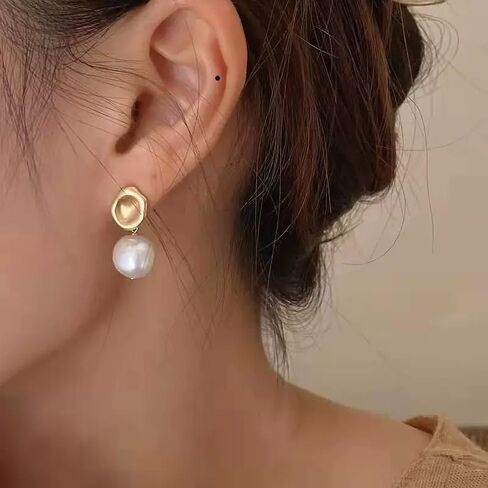 Freshwater Pearl Earrings for Women Baroque,Retro,Trendy Eardrop,Jewelry Gift in Saudi Arabia
