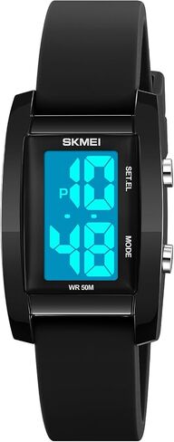 Gosasa Fashion Women’s Men's Digital Watch Unisex Big Numbers Dial Rectangular Face Waterproof Silicone Strap LED Watches in Saudi Arabia