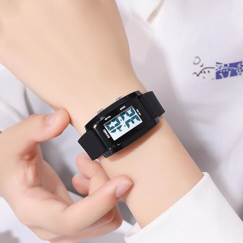Gosasa Fashion Women’s Men's Digital Watch Unisex Big Numbers Dial Rectangular Face Waterproof Silicone Strap LED Watches in Saudi Arabia