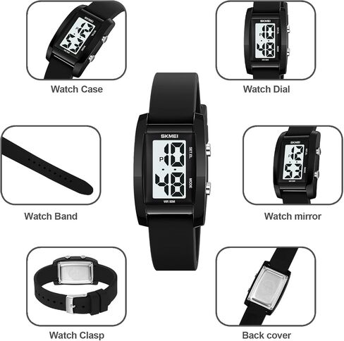 Gosasa Fashion Women’s Men's Digital Watch Unisex Big Numbers Dial Rectangular Face Waterproof Silicone Strap LED Watches in Saudi Arabia
