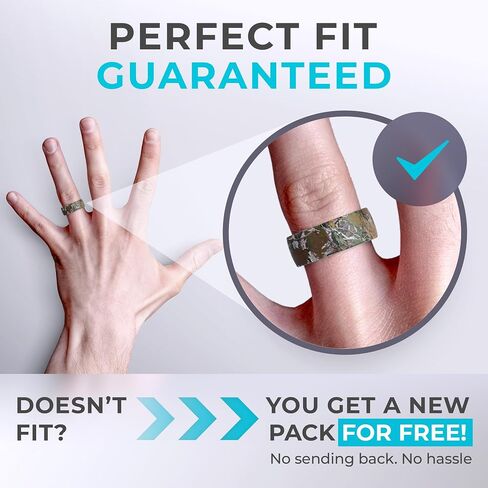 ThunderFit Silicone Wedding Ring for Men, Printed Design 8.1mm Wide 2mm Thick (Wood - Size 12-12.5 (21.80mm)) in Saudi Arabia