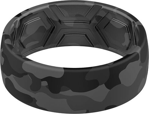 ThunderFit Silicone Wedding Ring for Men, Printed Design 8.1mm Wide 2mm Thick (Wood - Size 12-12.5 (21.80mm)) in Saudi Arabia