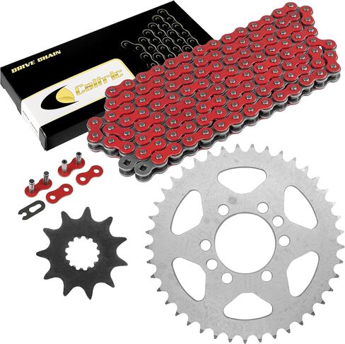 Caltric Red Drive Chain And Sprockets Kit Compatible with Suzuki Lt230E Quadrunner 230 1986-1993 in Saudi Arabia